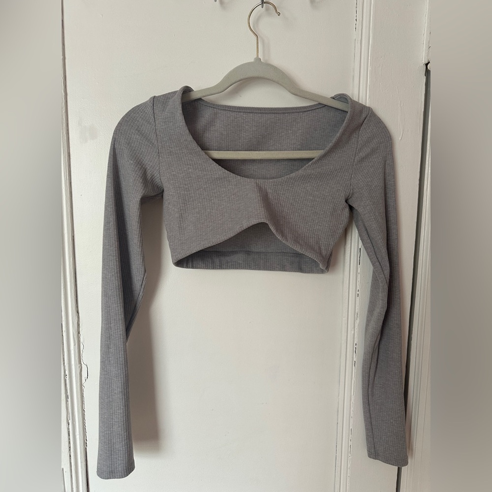 Alo Ribbed Define long sleeve top grey